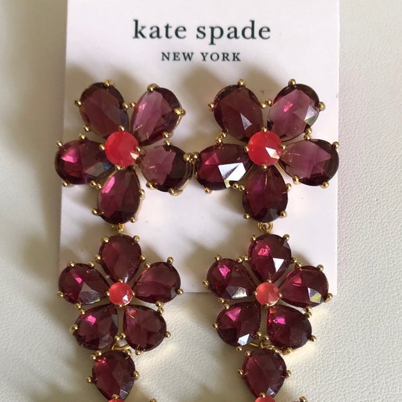 KATE SPADE In Full Bloom Linear Statement Earrings (Berry Multi)